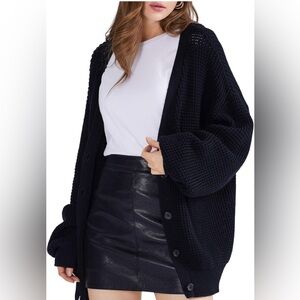 QUALFORT Cardigan Sweaters Women100% Cotton Button-Down Long Sleeve Oversized